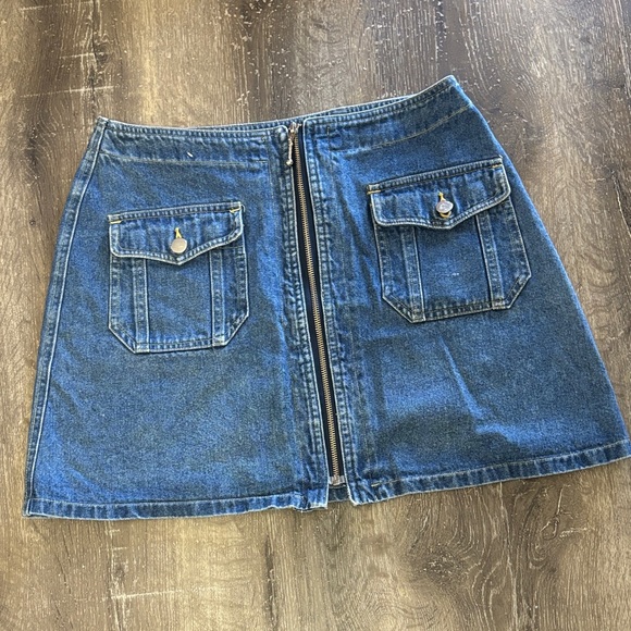 Vintage Cotton Ginny Denim Zip Front Mini Skirt Y2K Street Style - Picture 2 of 10